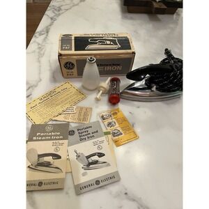 VINTAGE GE TRAVEL IRON CAT. # F49 SPRAY, STEAM IN ORIGINAL BOX